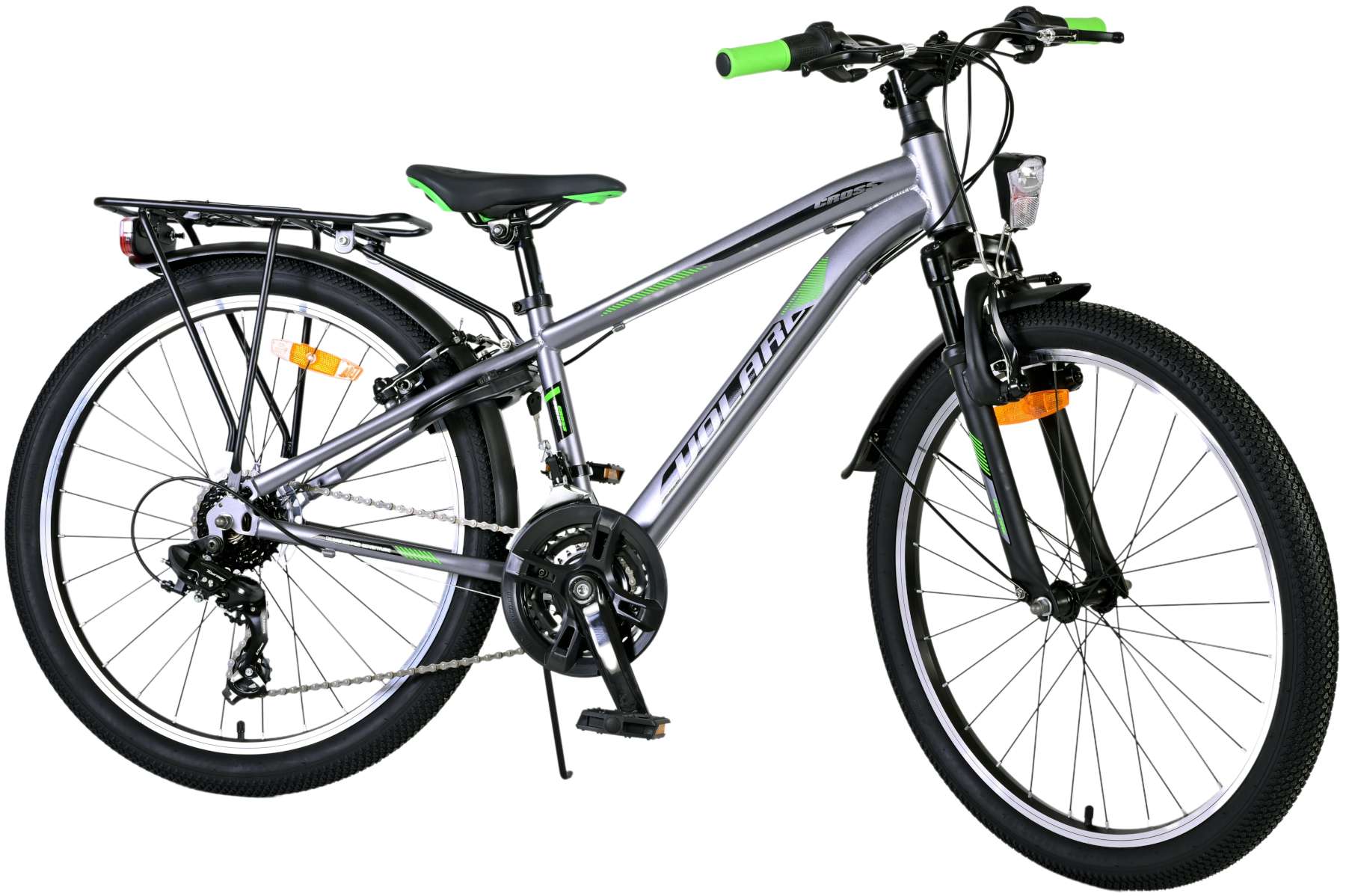 Kinderfahrrad Cross für Jungen 24 Zoll Kinderrad in Grau, 18 Gänge