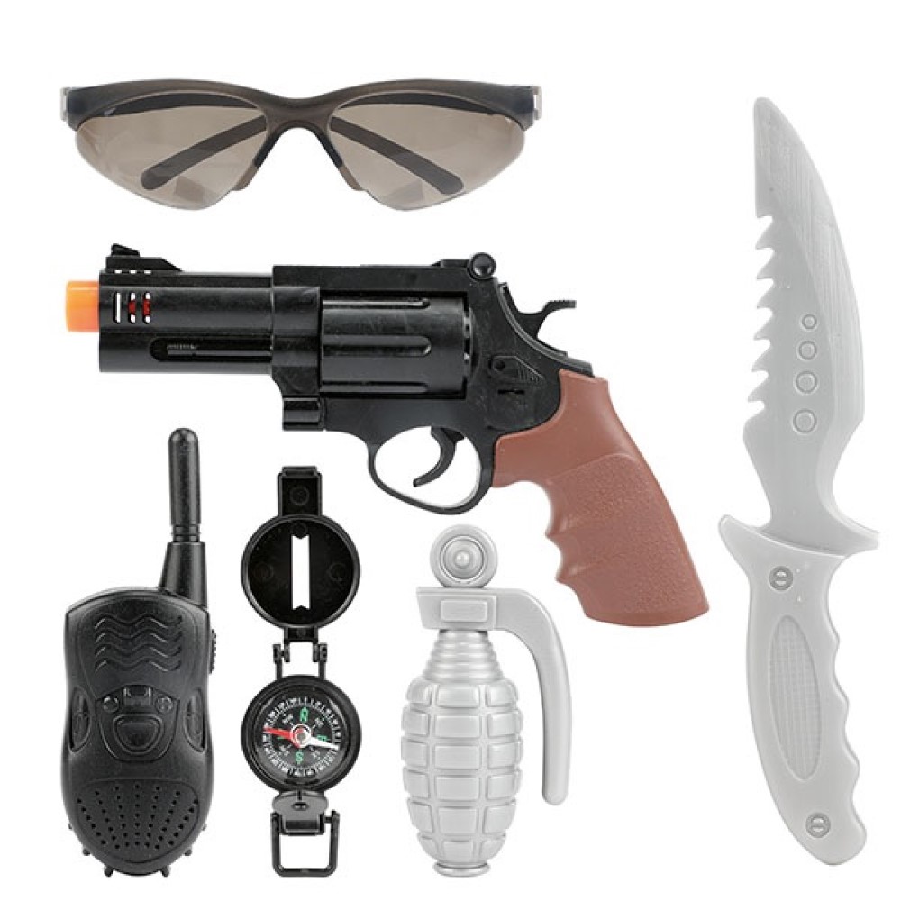 Polizei-Set mit Messer Brille Pistole