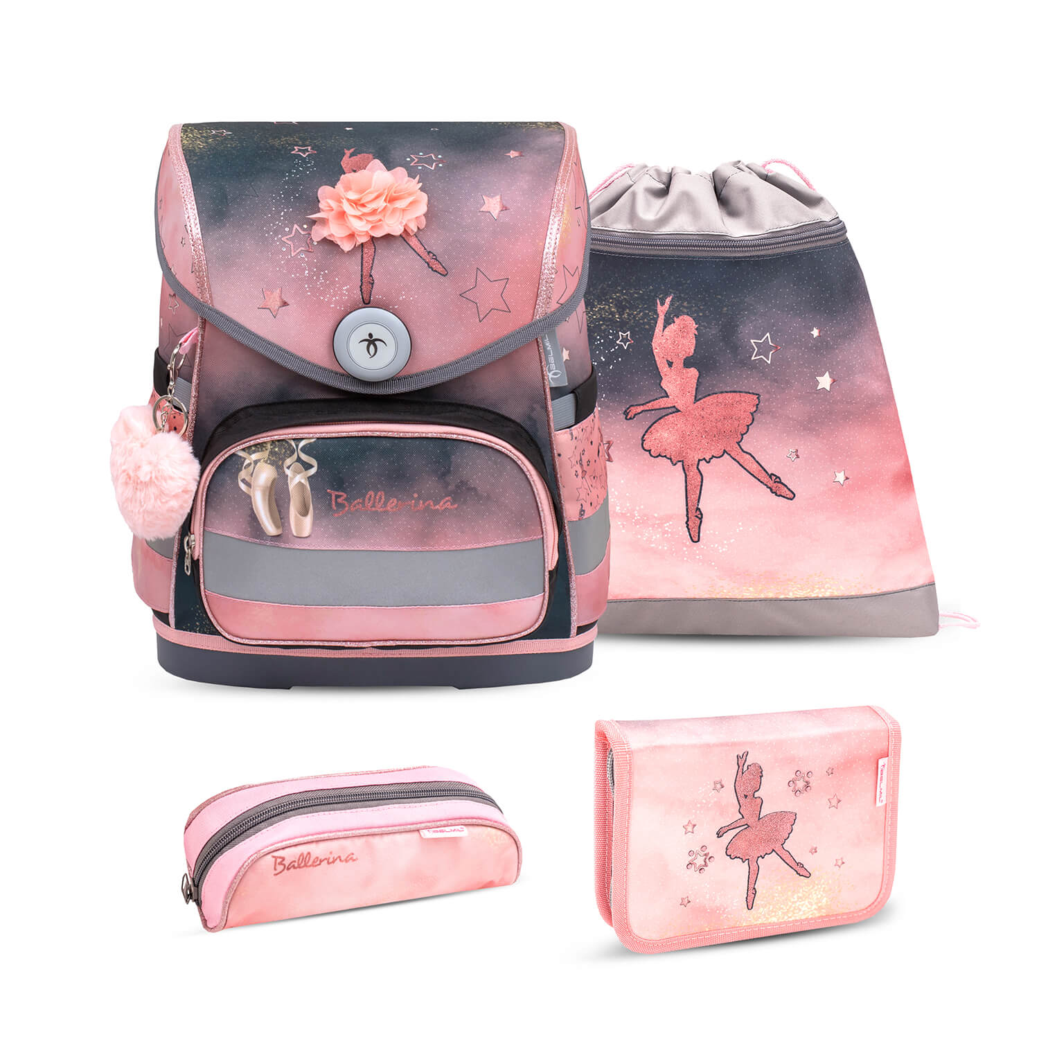 Rucksack Compact Ergonomisch Schulranzen-Set 4-t. Ballerina Black Pink Rucksack Compact Ergonomisch Schulranzen-Set 4-t. Ballerina Black Pink