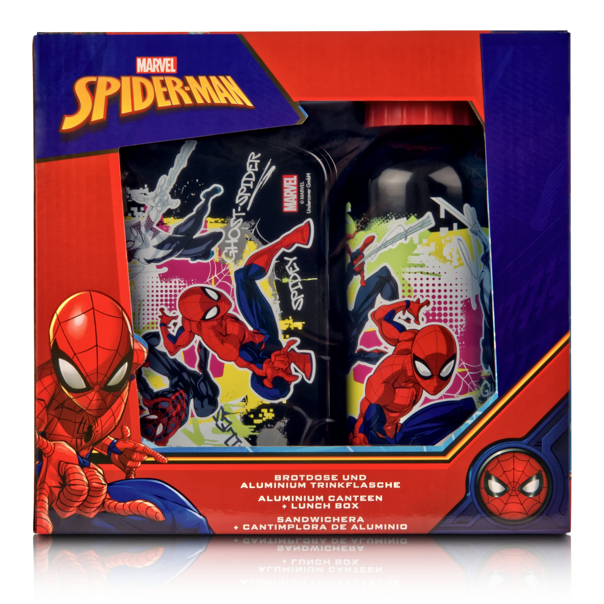 Spiderman Lunchset Brotdose Aluminium Trinkflasche für Schule Marvel Spiderman Lunchset Brotdose Aluminium Trinkflasche für Schule Marvel