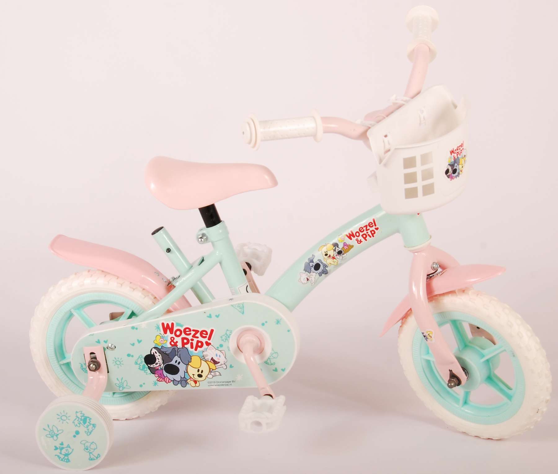 Kinderfahrrad Woezel & Pip für Mädchen 10 Zoll Kinderrad in Mint Blue