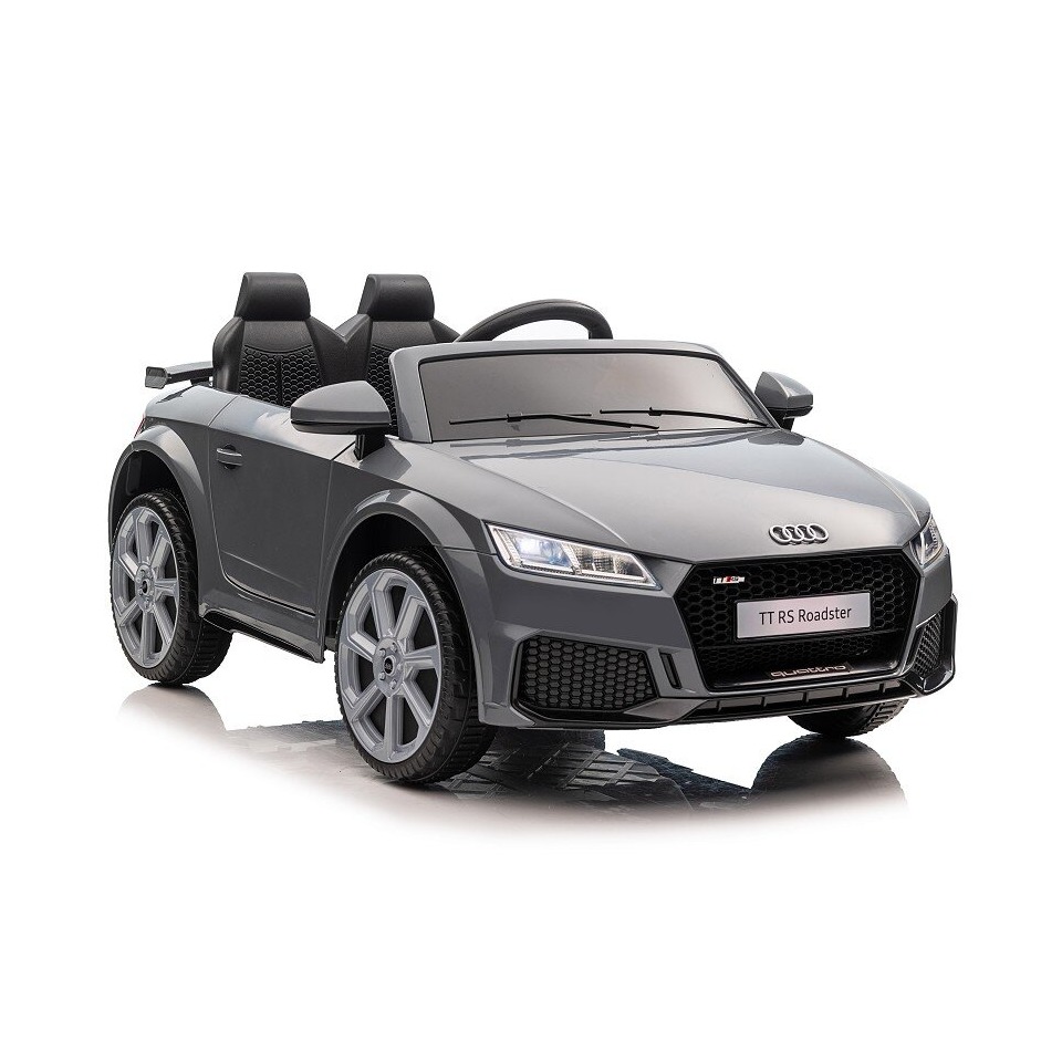 ES-Toys Kinderfahrzeug – Elektro Auto „Audi TTRS“ – lizenziert – 12V7A Akku und 2 Motoren- 2,4Ght+MP3+EVA+Leder – Nardo Grau