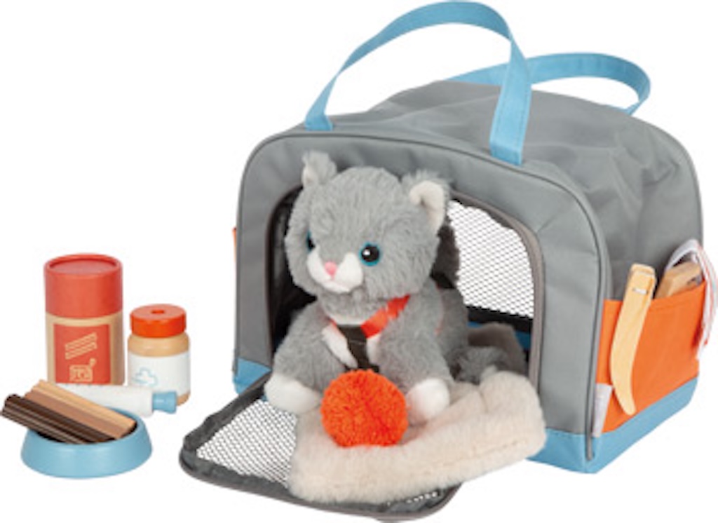 Katze mit Tasche und Pflege-Set Katze mit Tasche und Pflege-Set