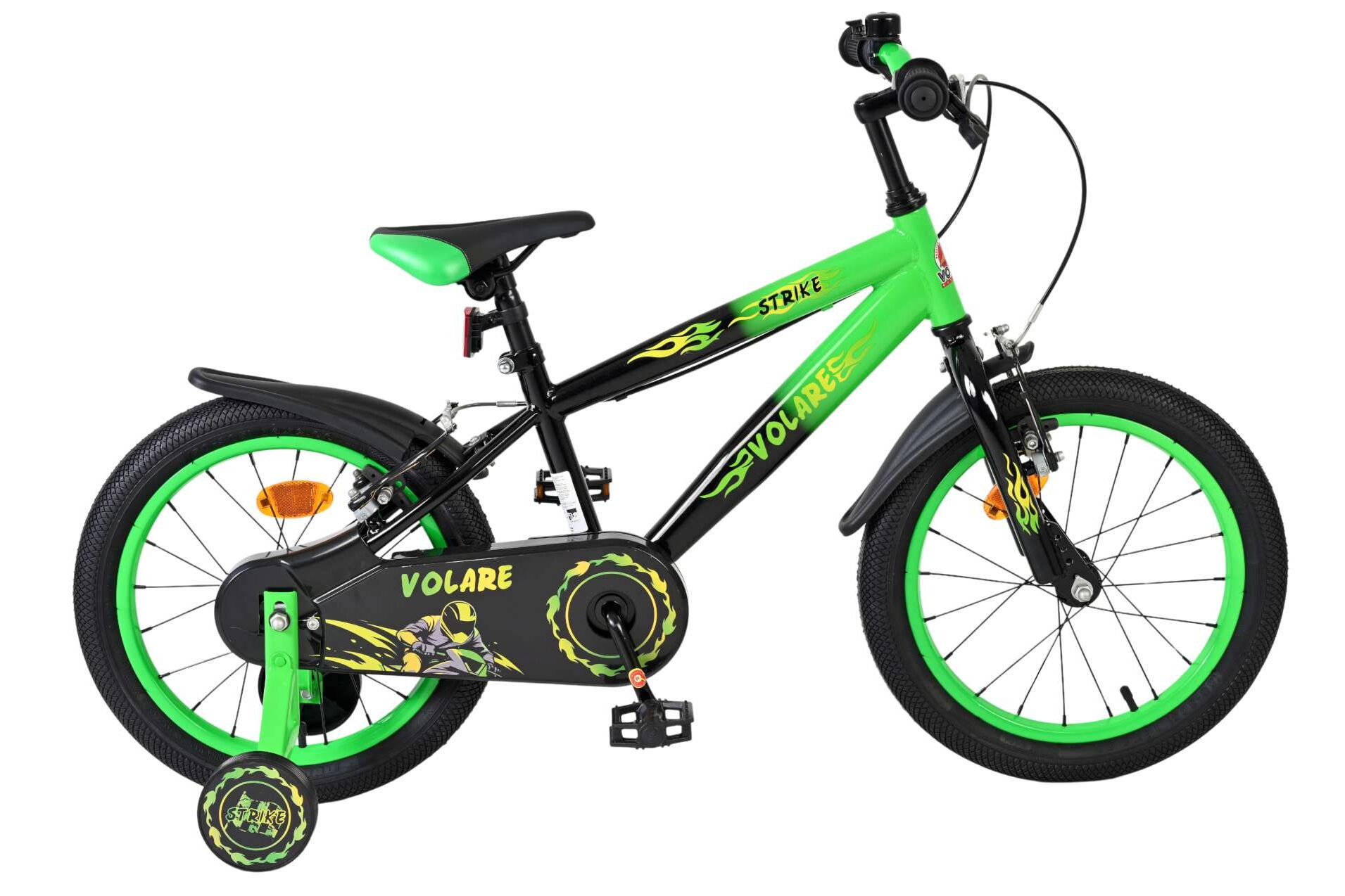 Kinderfahrrad Strike für Jungen 16 Zoll Kinderrad in Schwarz/Grün, Zwei Handbremsen Kinderfahrrad Strike für Jungen 16 Zoll Kinderrad in Schwarz/Grün, Zwei Handbremsen