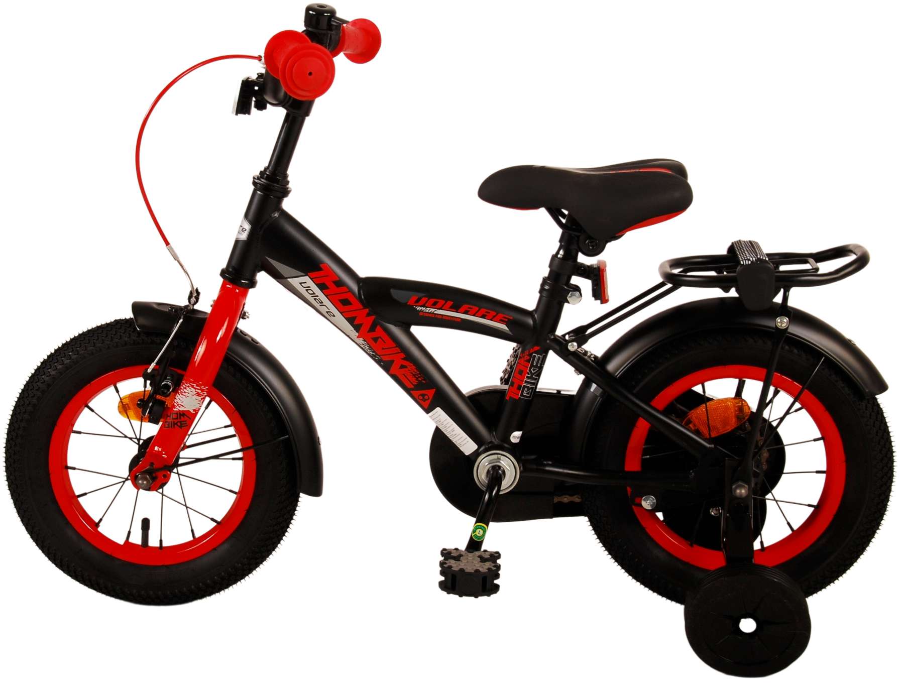 Kinderfahrrad Thombike für Jungen 12 Zoll Kinderrad in Schwarz Rot