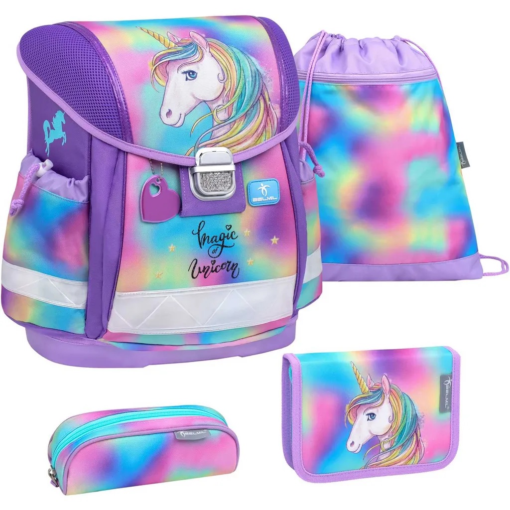 Belmil Classy ergonomisches Schulranzen-Set 4-teilig "Rainbow Color" mit Brustgurt Belmil Classy ergonomisches Schulranzen-Set 4-teilig "Rainbow Color" mit Brustgurt
