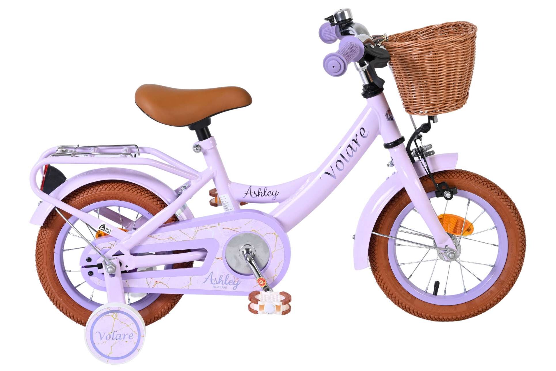 Volare Kinderfahrrad Ashley für Mädchen 12 Zoll Kinderrad in Lila