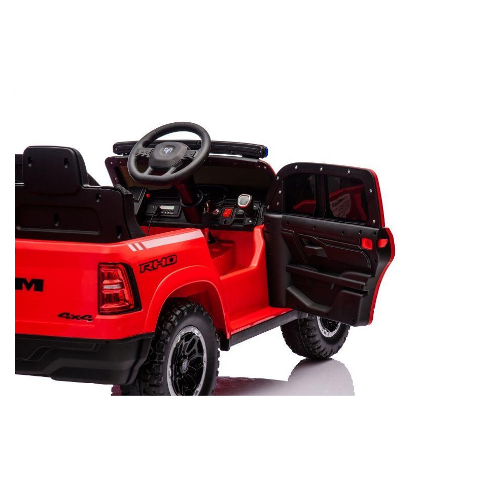 ES-Toys Kinderfahrzeug – Elektro Auto „Feuerwehr Dodge RAM“ – 12V10AH Akku,4 Motoren- 2,4Ghz Fernsteuerung, MP3+Sirene
