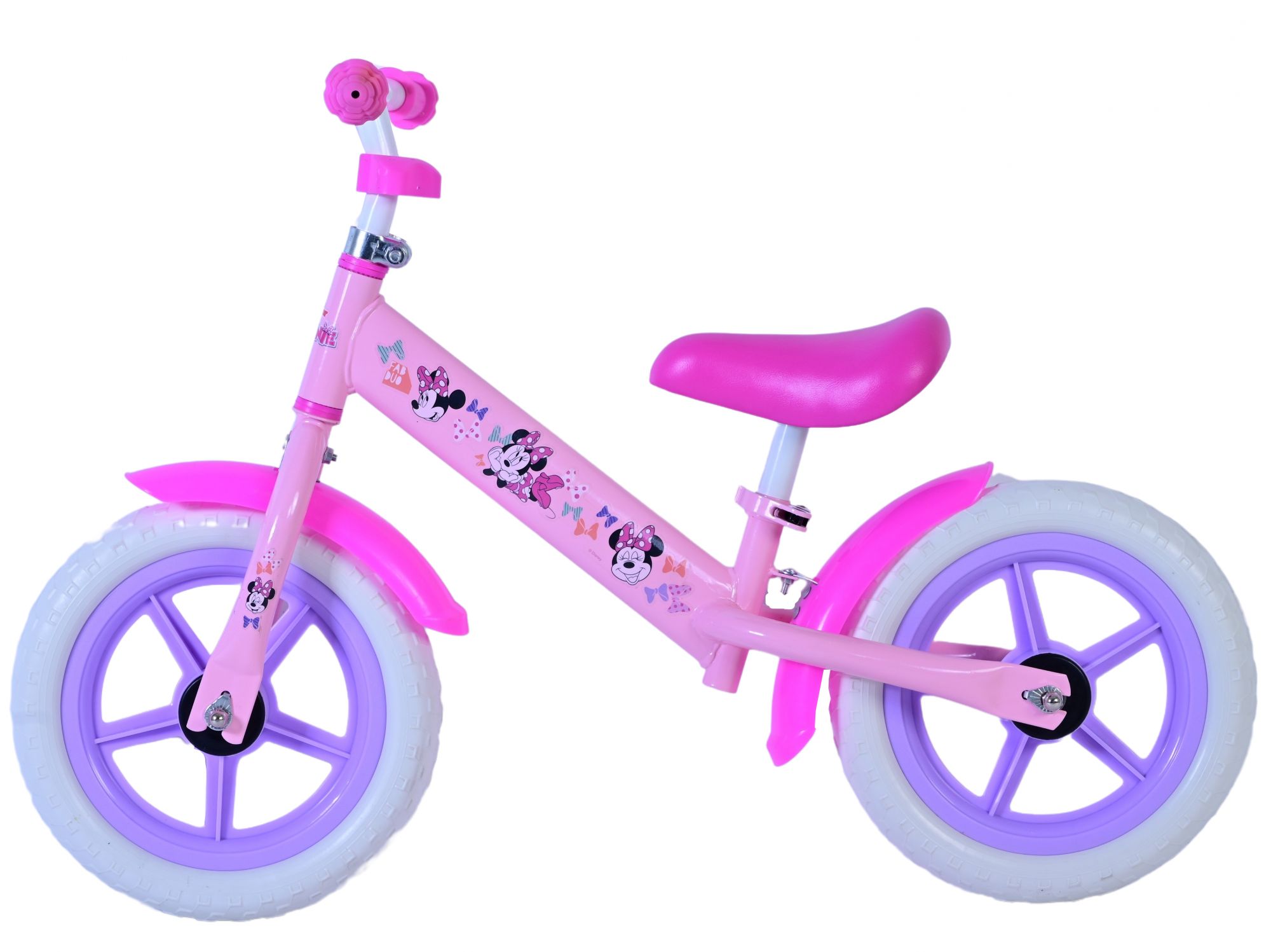 Volare Laufrad Disney Minnie Mouse 12 Zoll aus Metall, Kinderlaufrad ab 2 Jahren mit verstellbarem Sattel