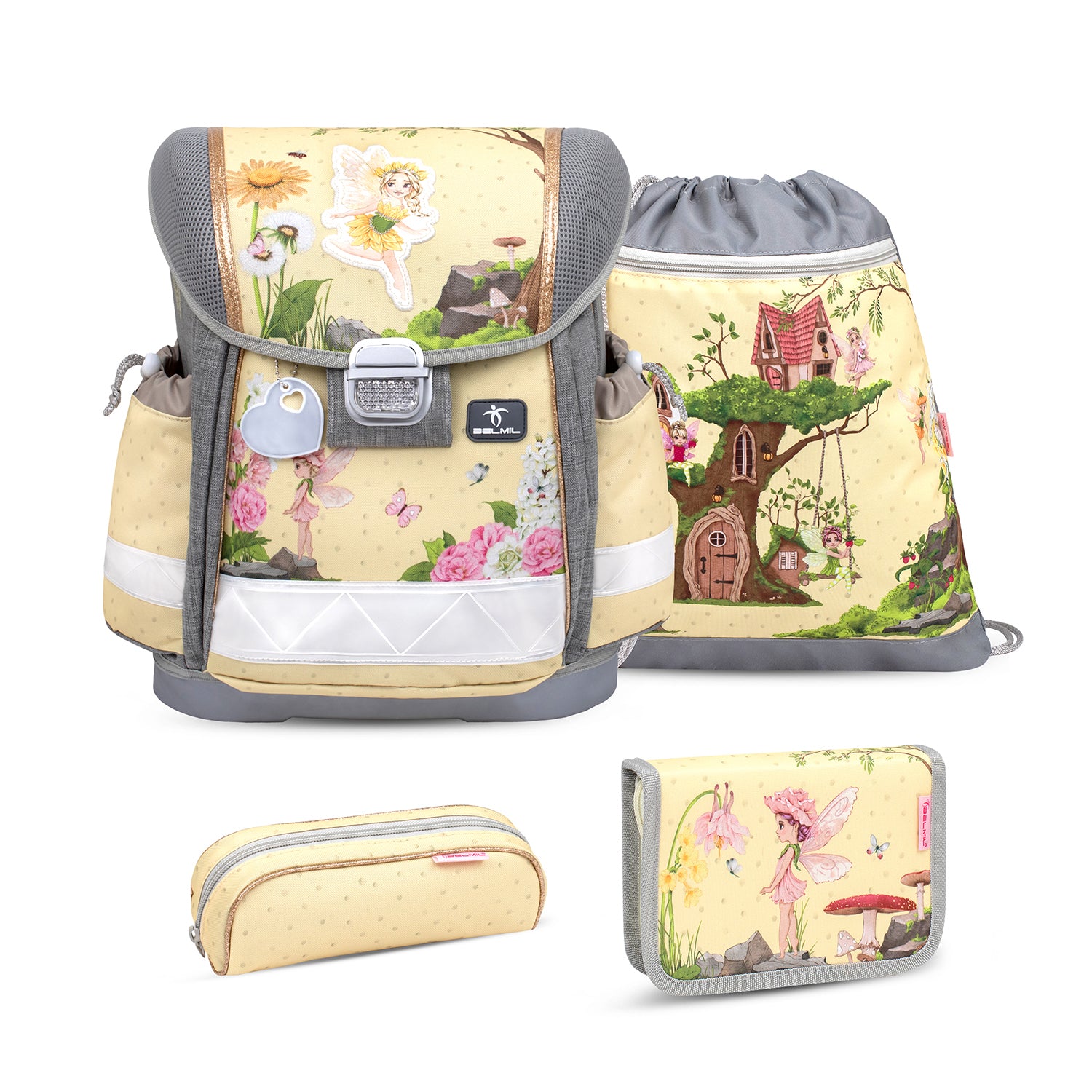 Rucksack Classy ergonomisches Schulranzen-Set 4-teilig "Fairy Garden"