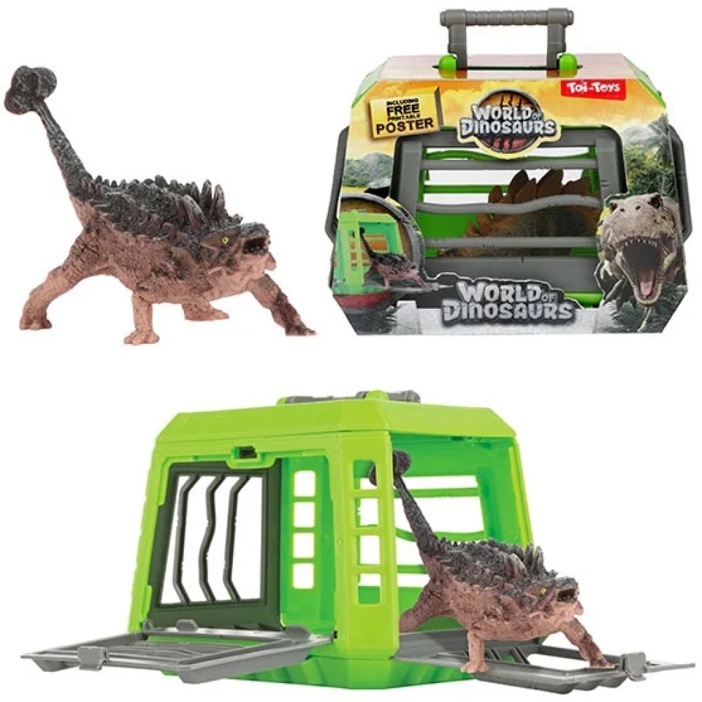 Kinder Dino in einem Dinosaurier-Käfig