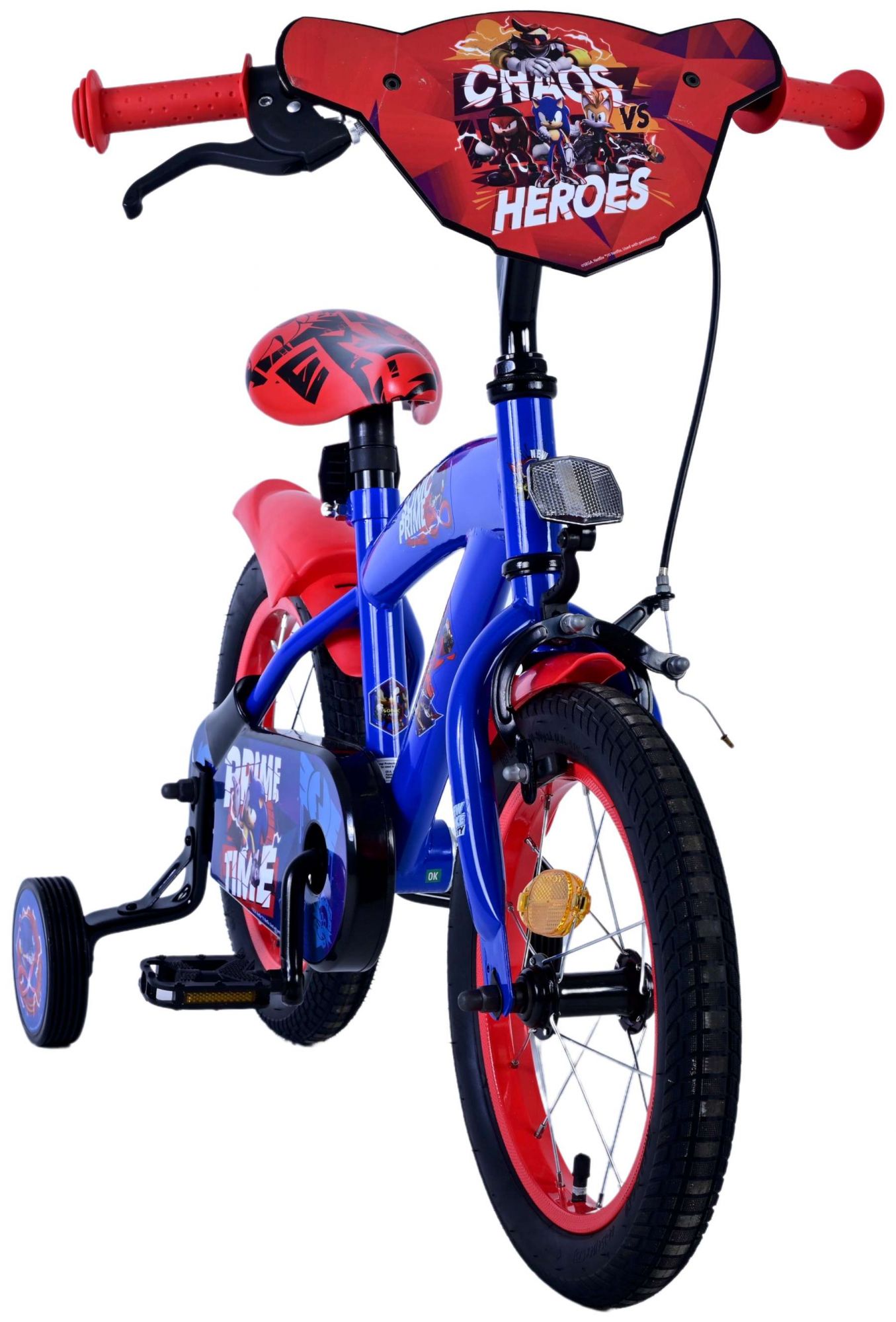 Kinderfahrrad Sonic Prime für Jungen 14 Zoll Kinderrad in Blau Rot