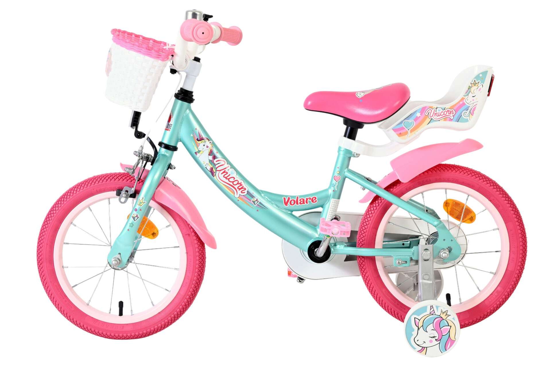 Volare Kinderfahrrad Unicorn für Mädchen 14 Zoll Kinderrad in Grün Volare Kinderfahrrad Unicorn für Mädchen 14 Zoll Kinderrad in Grün