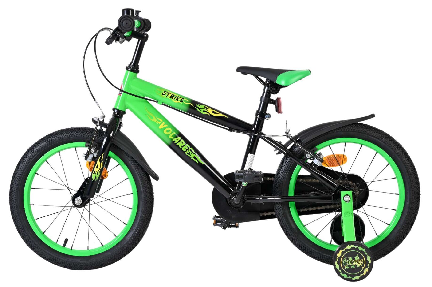 Kinderfahrrad Strike für Jungen 16 Zoll Kinderrad in Schwarz/Grün, Zwei Handbremsen Kinderfahrrad Strike für Jungen 16 Zoll Kinderrad in Schwarz/Grün, Zwei Handbremsen