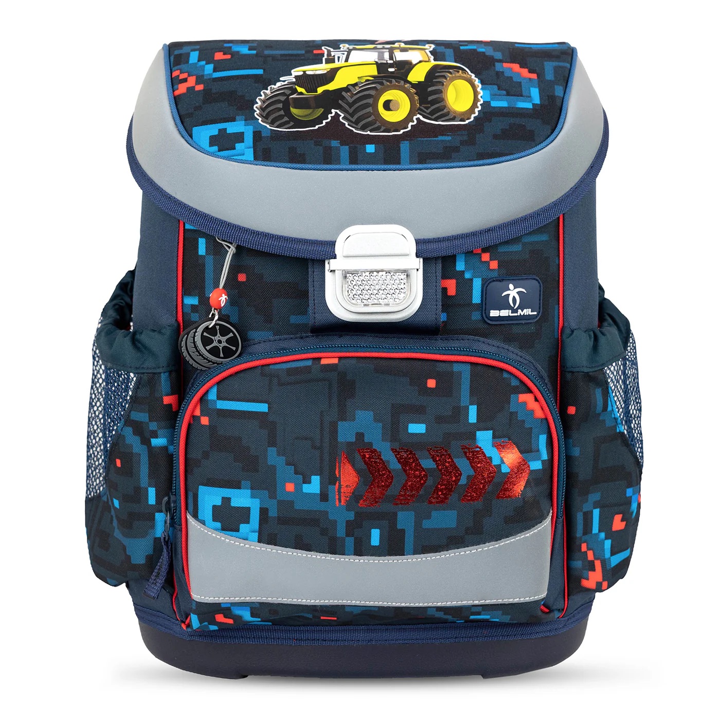 Belmil Mini-Fit ergonomisches Schulranzen-Set 4-teilig "PixelTrak" mit Brustgurt