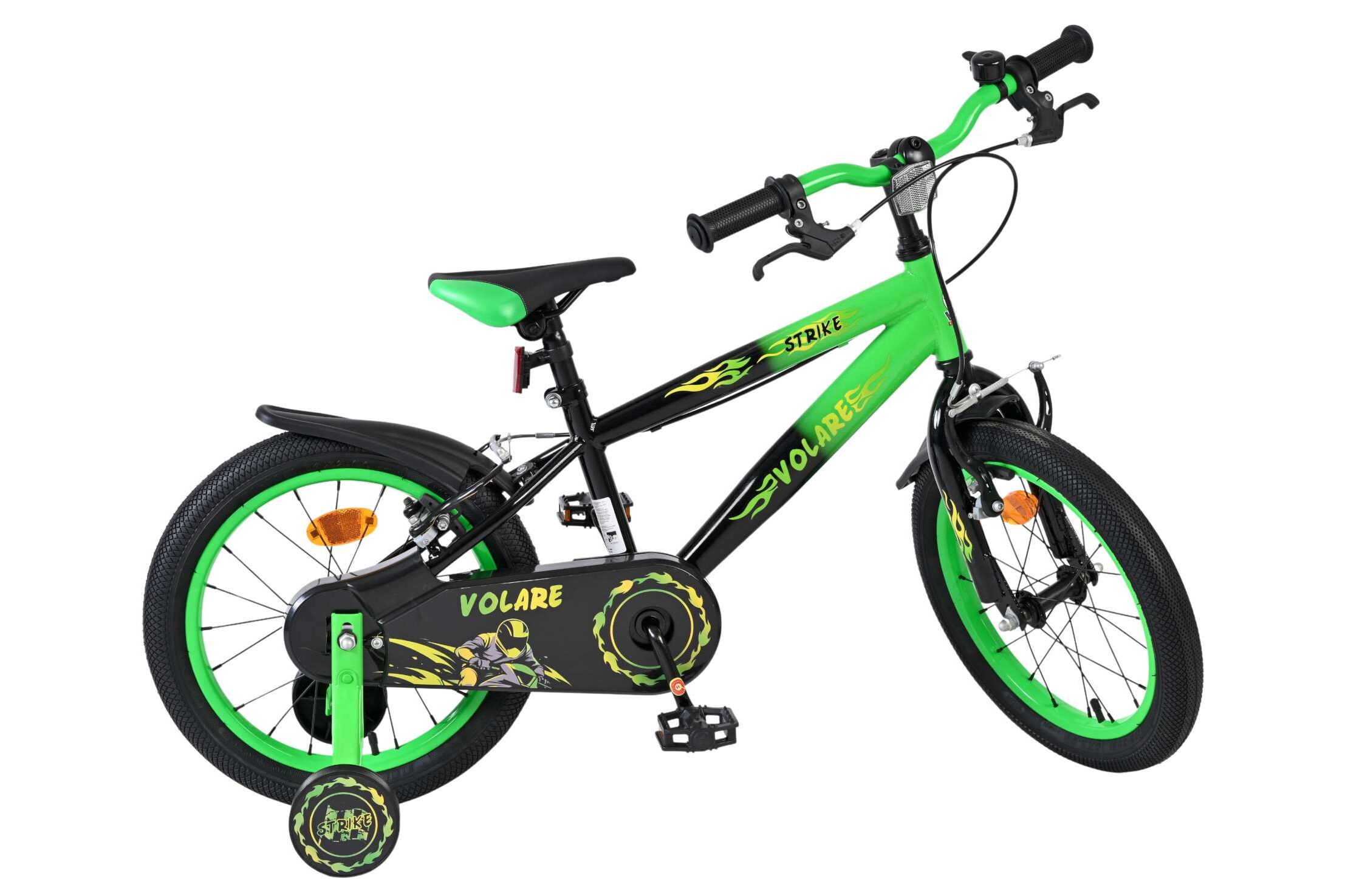 Kinderfahrrad Strike für Jungen 16 Zoll Kinderrad in Schwarz/Grün, Zwei Handbremsen Kinderfahrrad Strike für Jungen 16 Zoll Kinderrad in Schwarz/Grün, Zwei Handbremsen