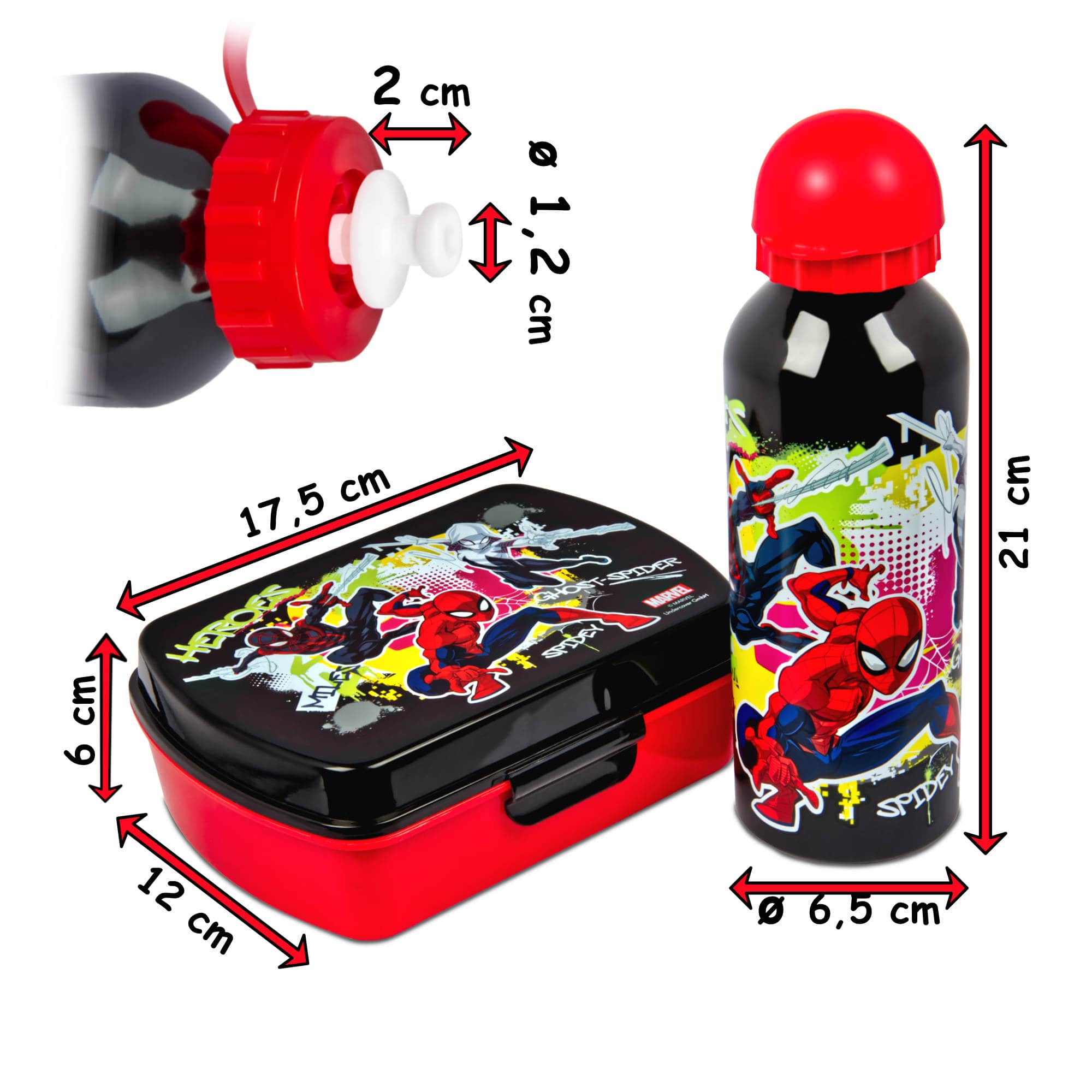 Spiderman Lunchset Brotdose Aluminium Trinkflasche für Schule Marvel Spiderman Lunchset Brotdose Aluminium Trinkflasche für Schule Marvel