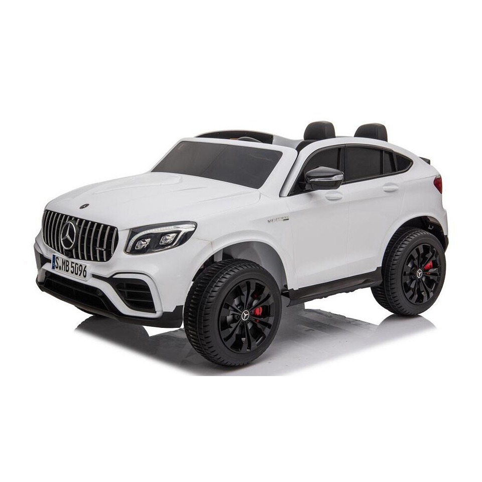 ES-Toys Kinderfahrzeug – Elektro Auto „Mercedes GLC63S“ – lizenziert – Doppelsitzer – 12V10AH Akku,4 Motoren+ 2,4Ghz+Ledersitz+EVA – Schwarz