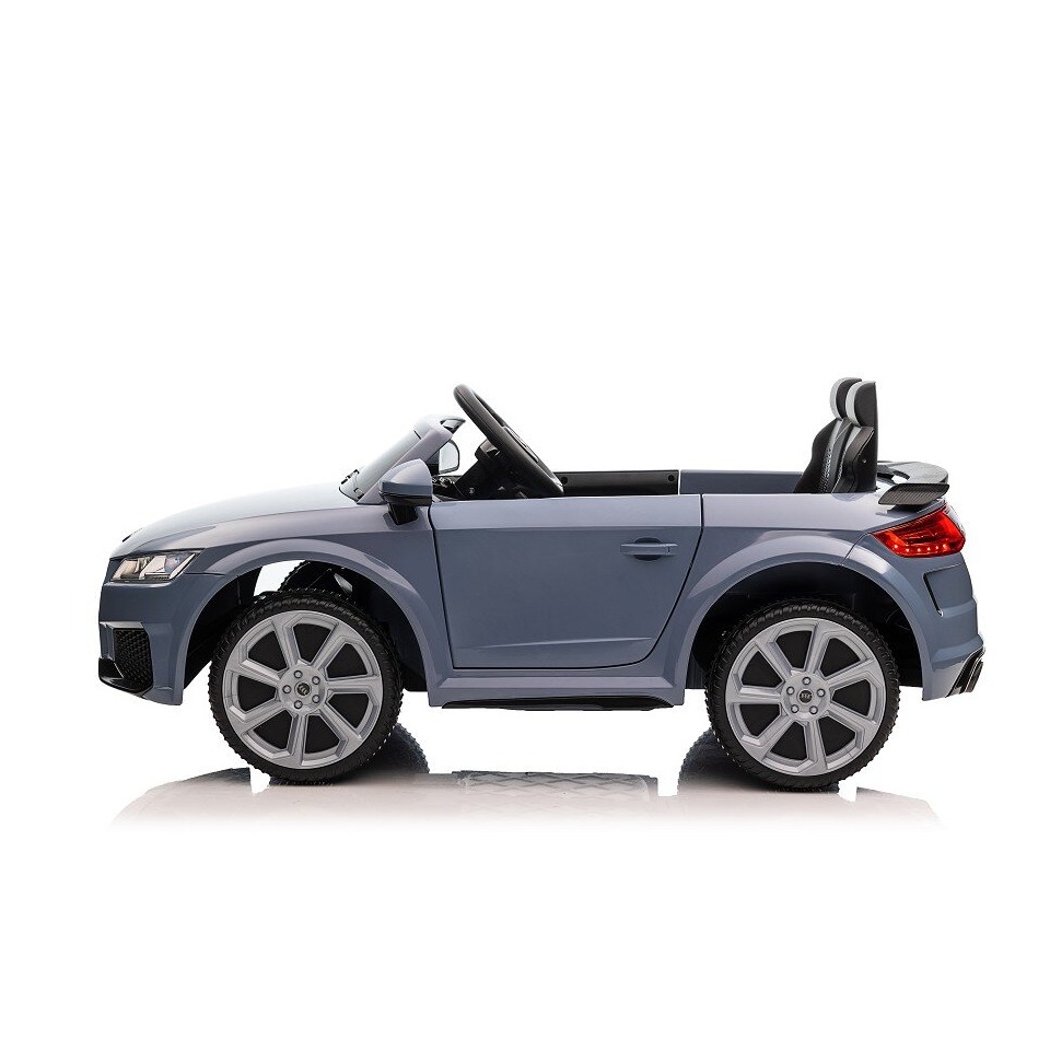 ES-Toys Kinderfahrzeug – Elektro Auto „Audi TTRS“ – lizenziert – 12V7A Akku und 2 Motoren- 2,4Ght+MP3+EVA+Leder – Nardo Grau