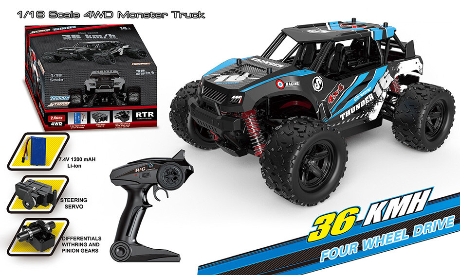 RC Elektro Buggy 1:18, 40 km/h, Allradantrieb LiIon "Thunder 312"