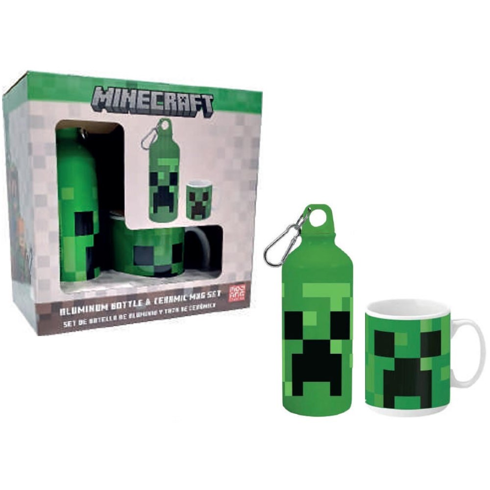 Minecraft Aluminiumflasche und Becher-Set 500 ml mit Zombie Kopf