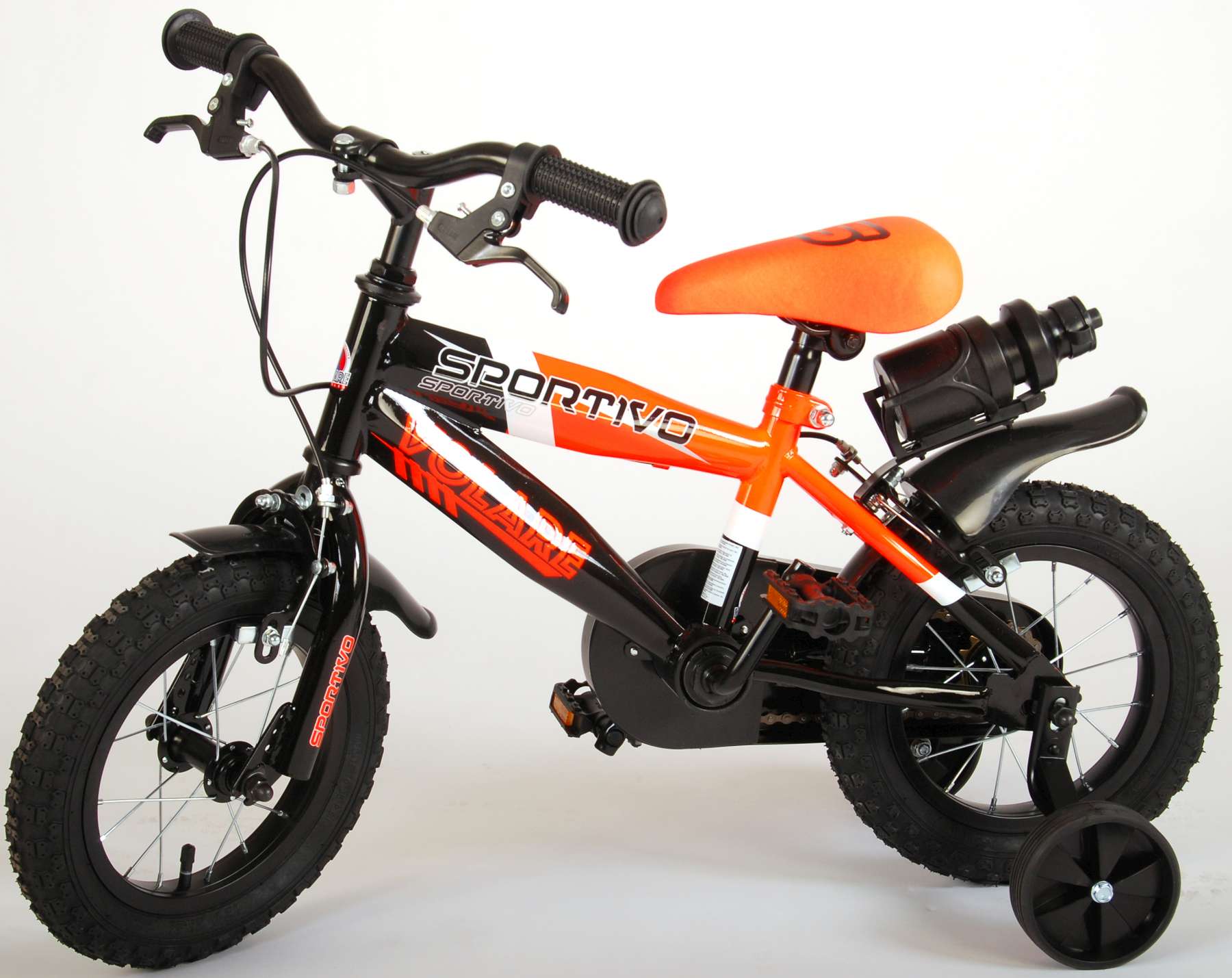 Kinderfahrrad Sportivo Jungen 12 Zoll Kinderrad Neon Orange Schwarz