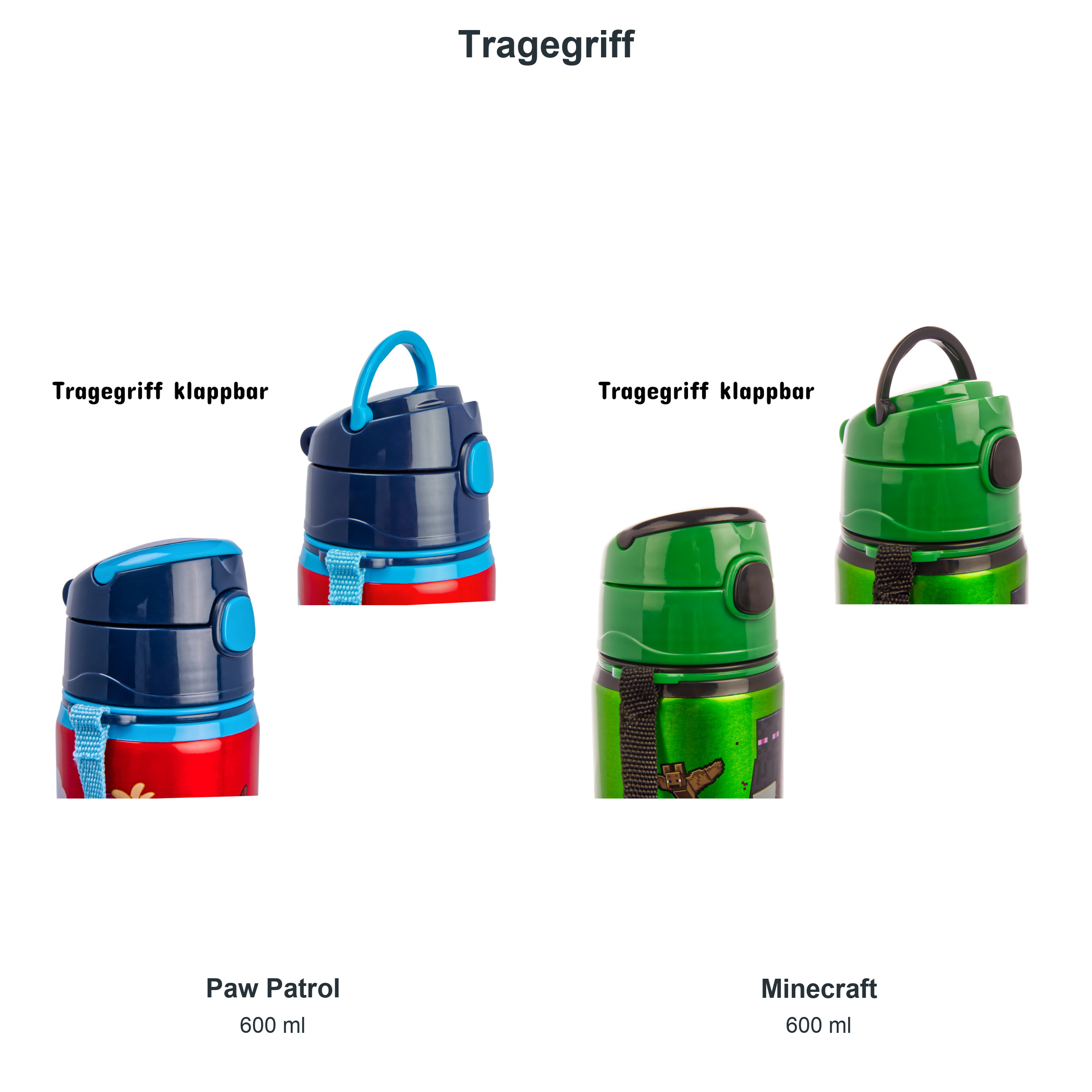 miniHeld Trinkflaschen-Set Paw Patrol + Minecraft, 2 Kinder Trinkflaschen Aluminium mit Tragegurt miniHeld Trinkflaschen-Set Paw Patrol + Minecraft, 2 Kinder Trinkflaschen Aluminium mit Tragegurt