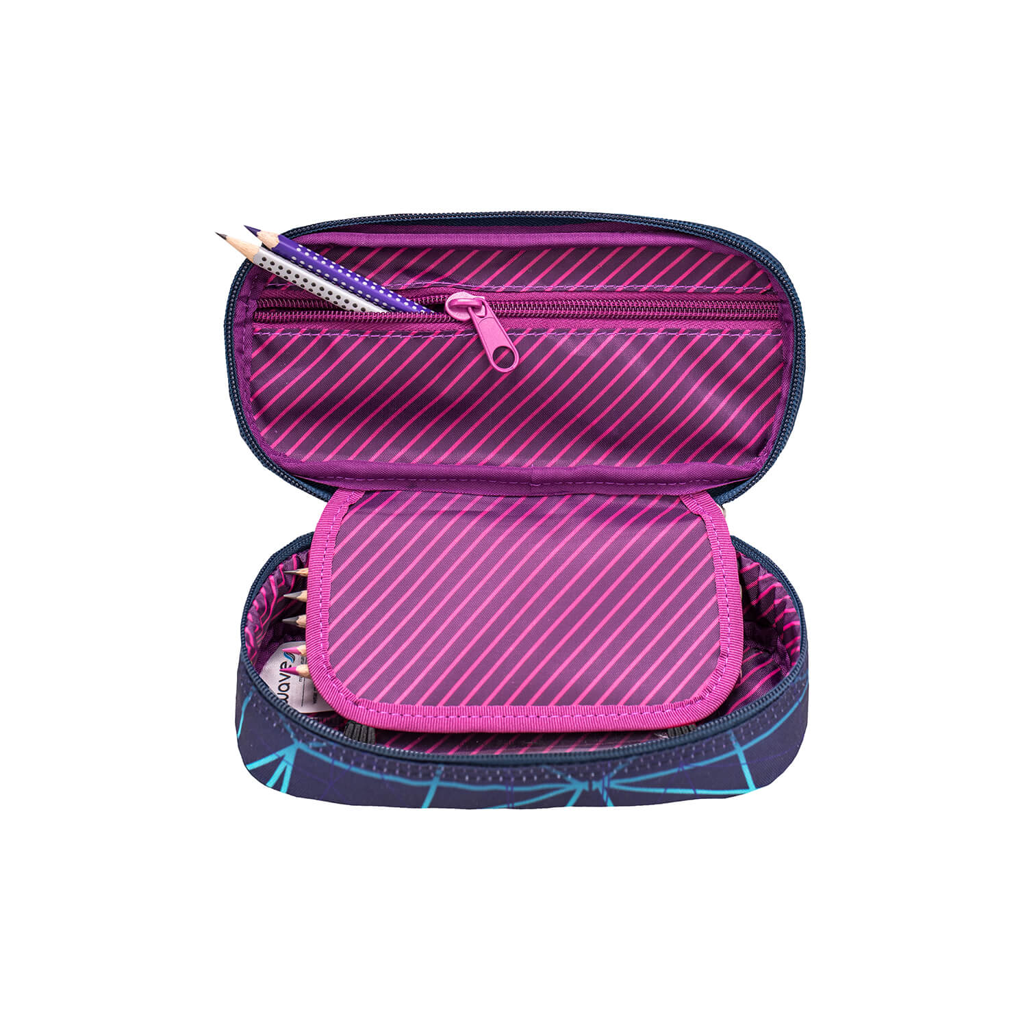 Schlamperbox für Kinder Federtasche "Stripes Purple" Federmappe