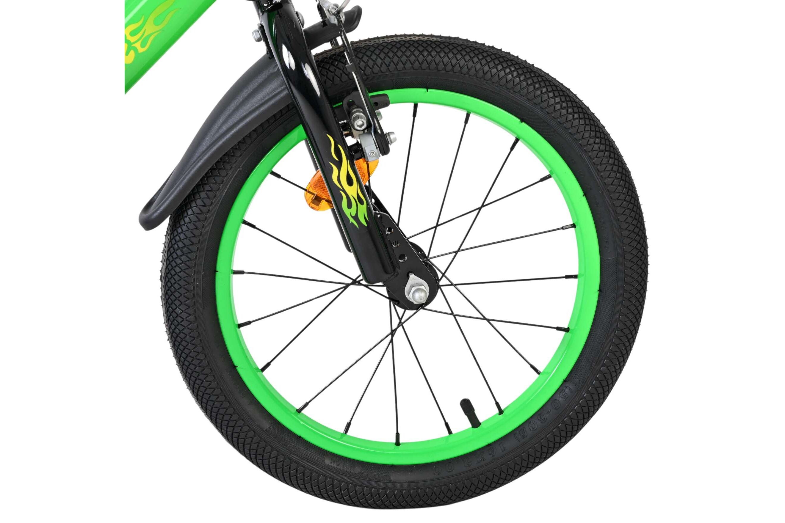 Kinderfahrrad Strike für Jungen 16 Zoll Kinderrad in Schwarz/Grün, Zwei Handbremsen Kinderfahrrad Strike für Jungen 16 Zoll Kinderrad in Schwarz/Grün, Zwei Handbremsen