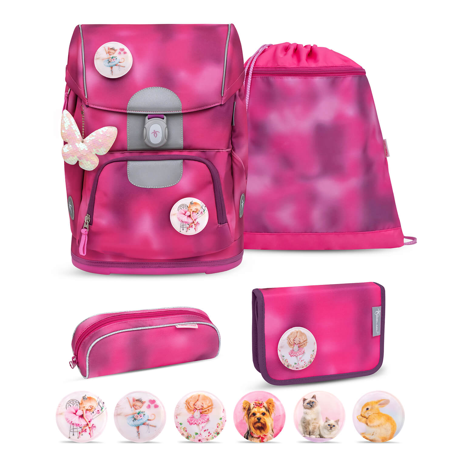 Rucksack Motion ergonomisches Schulranzen Set 5-teilig Shiny Pink