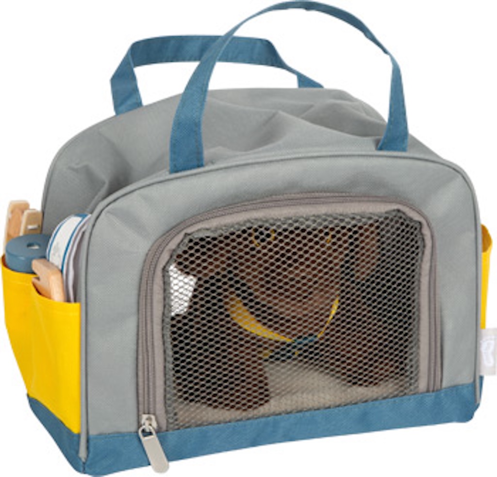 Hund mit Tasche und Pflege-Set Hund mit Tasche und Pflege-Set
