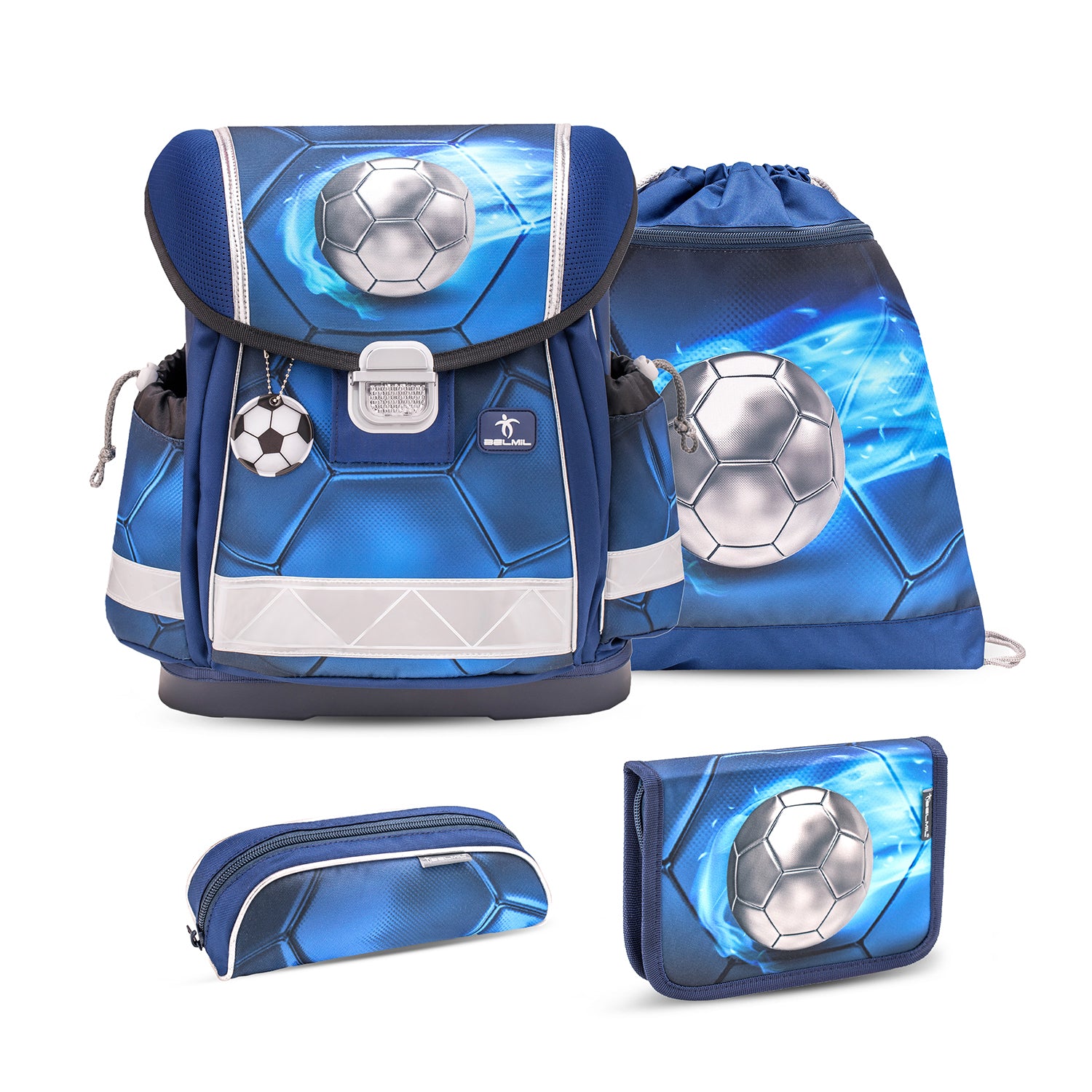 Belmil Classy ergonomisches Schulranzen-Set 4-teilig "Football 4" mit Brustgurt Belmil Classy ergonomisches Schulranzen-Set 4-teilig "Football 4" mit Brustgurt