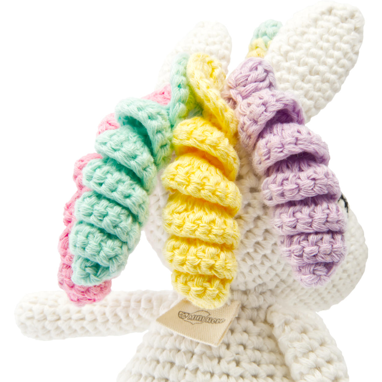 Handgestricktes Einhorn gehäkelt aus Baumwolle Spielzeug 16 cm Handgestricktes Einhorn gehäkelt aus Baumwolle Spielzeug 16 cm
