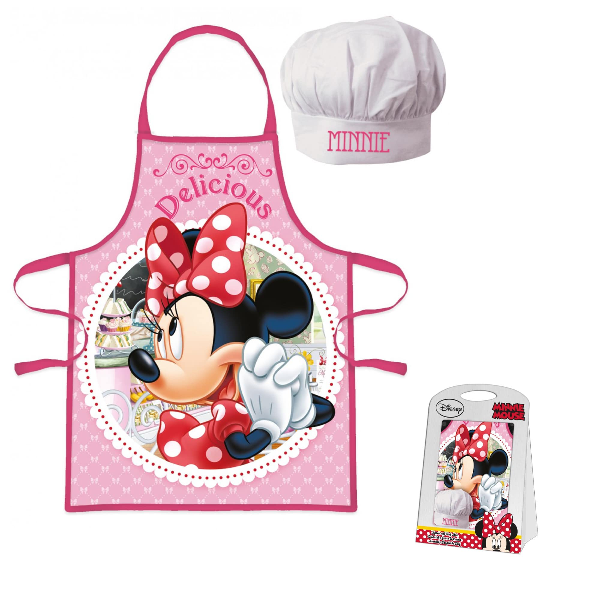 Minnie Mouse Kochset Schürze Mütze Disney Chefkoch