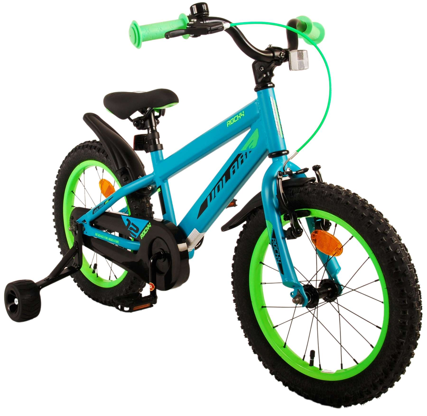 Kinderfahrrad Rocky Fahrrad für Jungen 16 Zoll Kinderrad in Blau/Grün