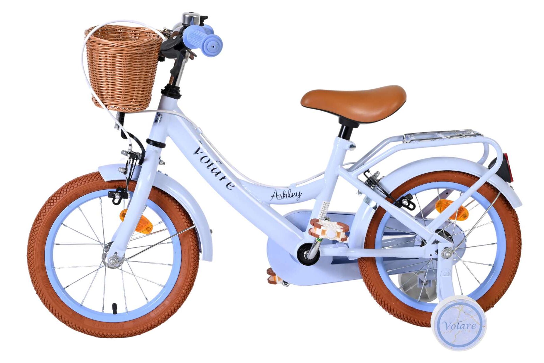 Kinderfahrrad Ashley für Mädchen 14 Zoll Kinderrad in Pastellblau, Zwei Handbremsen
