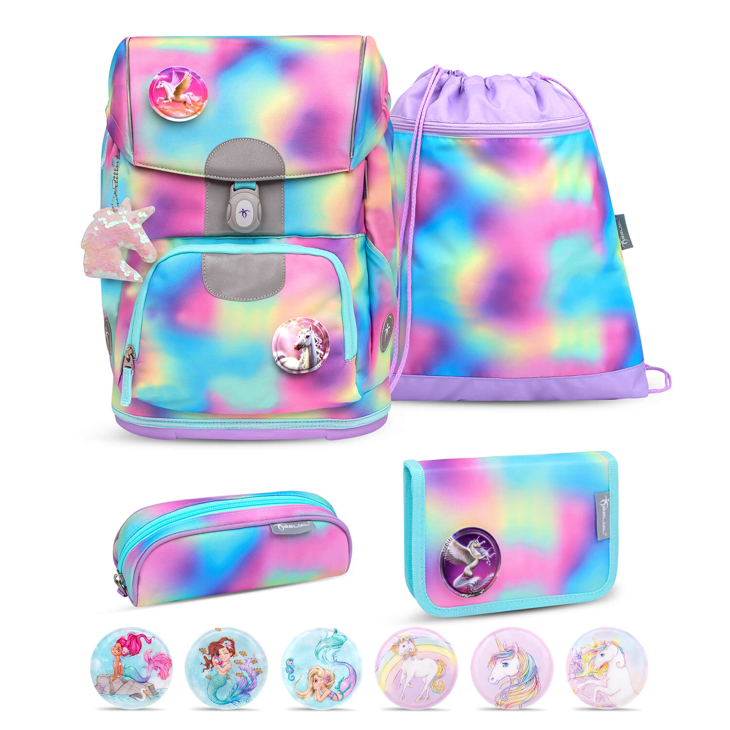 Rucksack Motion ergonomisches Schulranzen Set 5-teilig Rainbow Color