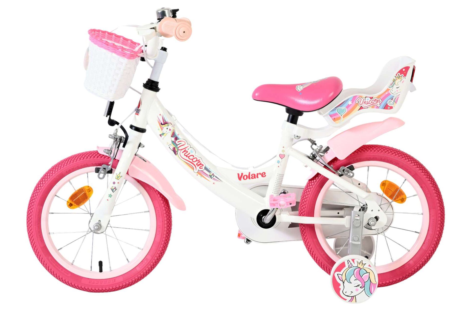 Kinderfahrrad Unicorn für Mädchen 14 Zoll Kinderrad in Weiß, Zwei Handbremsen Kinderfahrrad Unicorn für Mädchen 14 Zoll Kinderrad in Weiß, Zwei Handbremsen