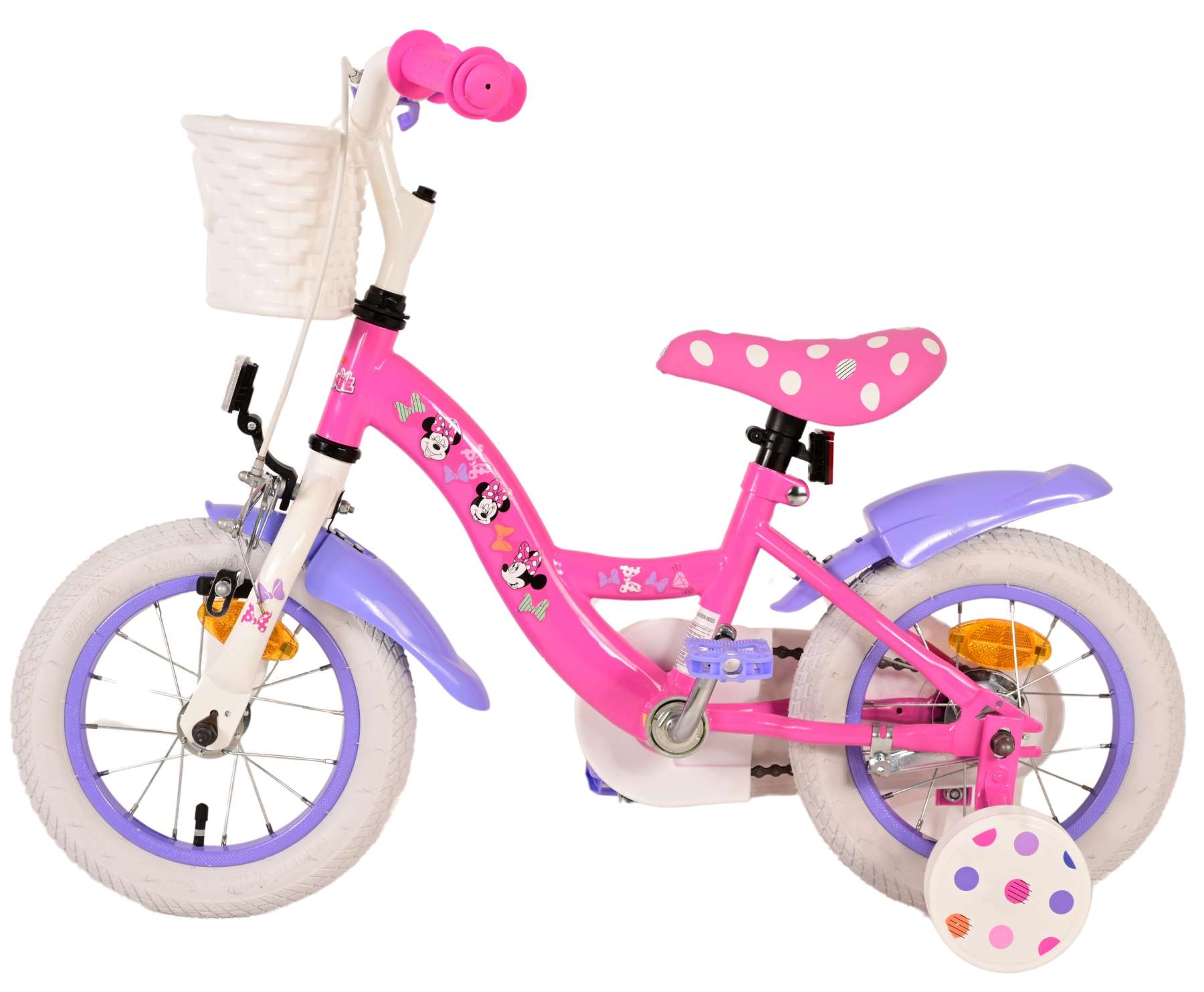 Kinderfahrrad Minnie für Mädchen 12 Zoll Kinderrad in Rosa