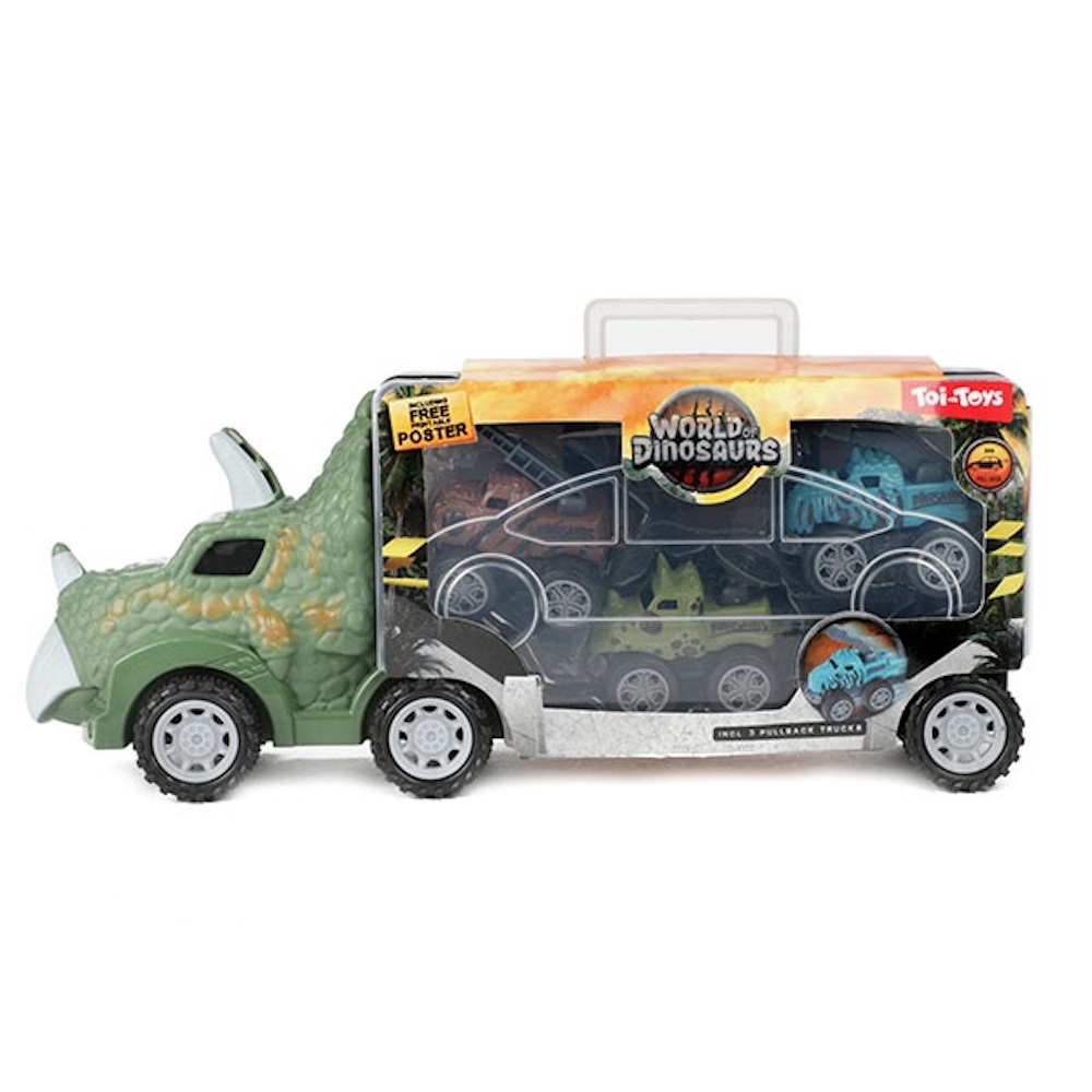 Dinotruck mit 3 Auto und Rückzug Funktion Dinotruck mit 3 Auto und Rückzug Funktion