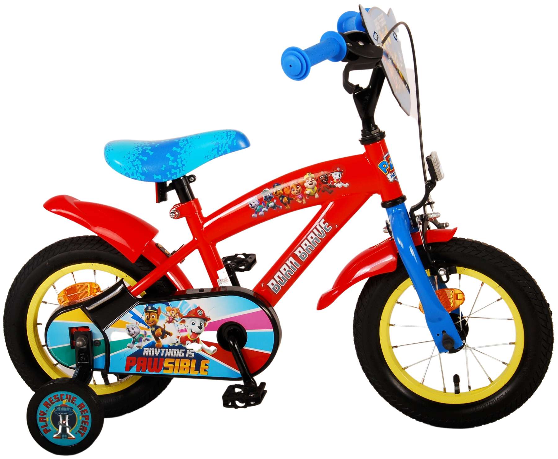 Kinderfahrrad Paw Patrol für Jungen 12 Zoll Kinderrad in Rot/Blau