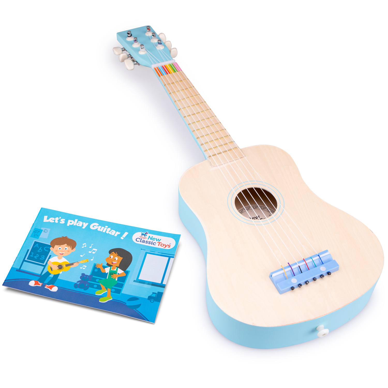 Gitarre - natur/blau Kindergitarre Kinder-Instrument Musikspielzeug