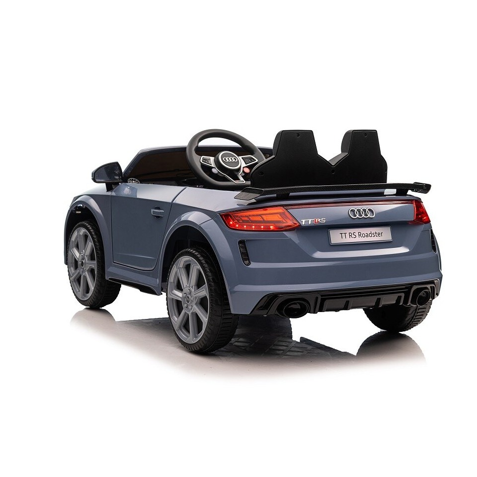 ES-Toys Kinderfahrzeug – Elektro Auto „Audi TTRS“ – lizenziert – 12V7A Akku und 2 Motoren- 2,4Ght+MP3+EVA+Leder – Nardo Grau