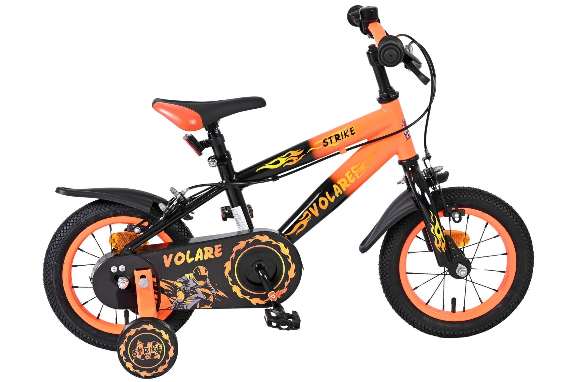 Volare Kinderfahrrad Strike für Jungen 12 Zoll Kinderrad in Orange, Zwei Handbremsen