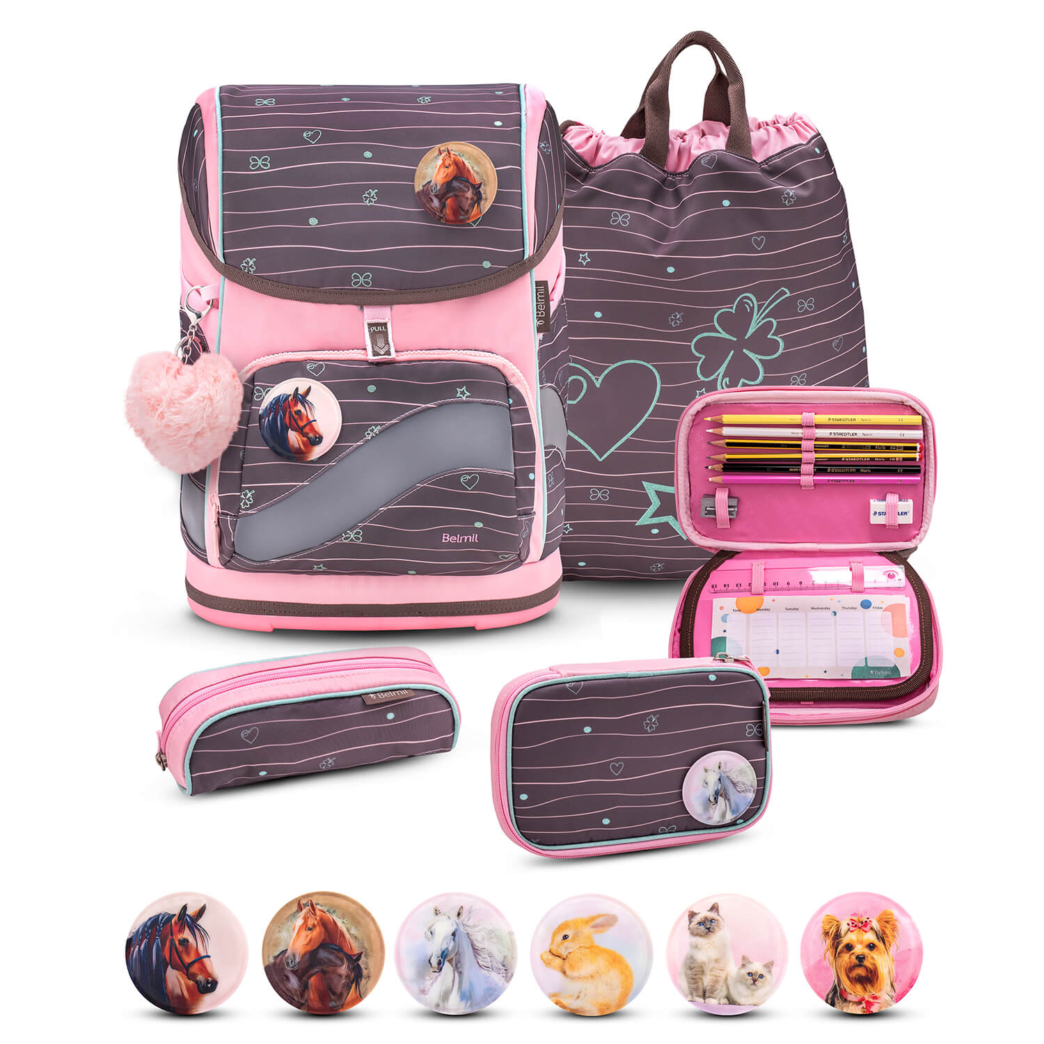 Rucksack Smarty Plus Premium Schulranzen Set 5-teilig Mint Federtasche