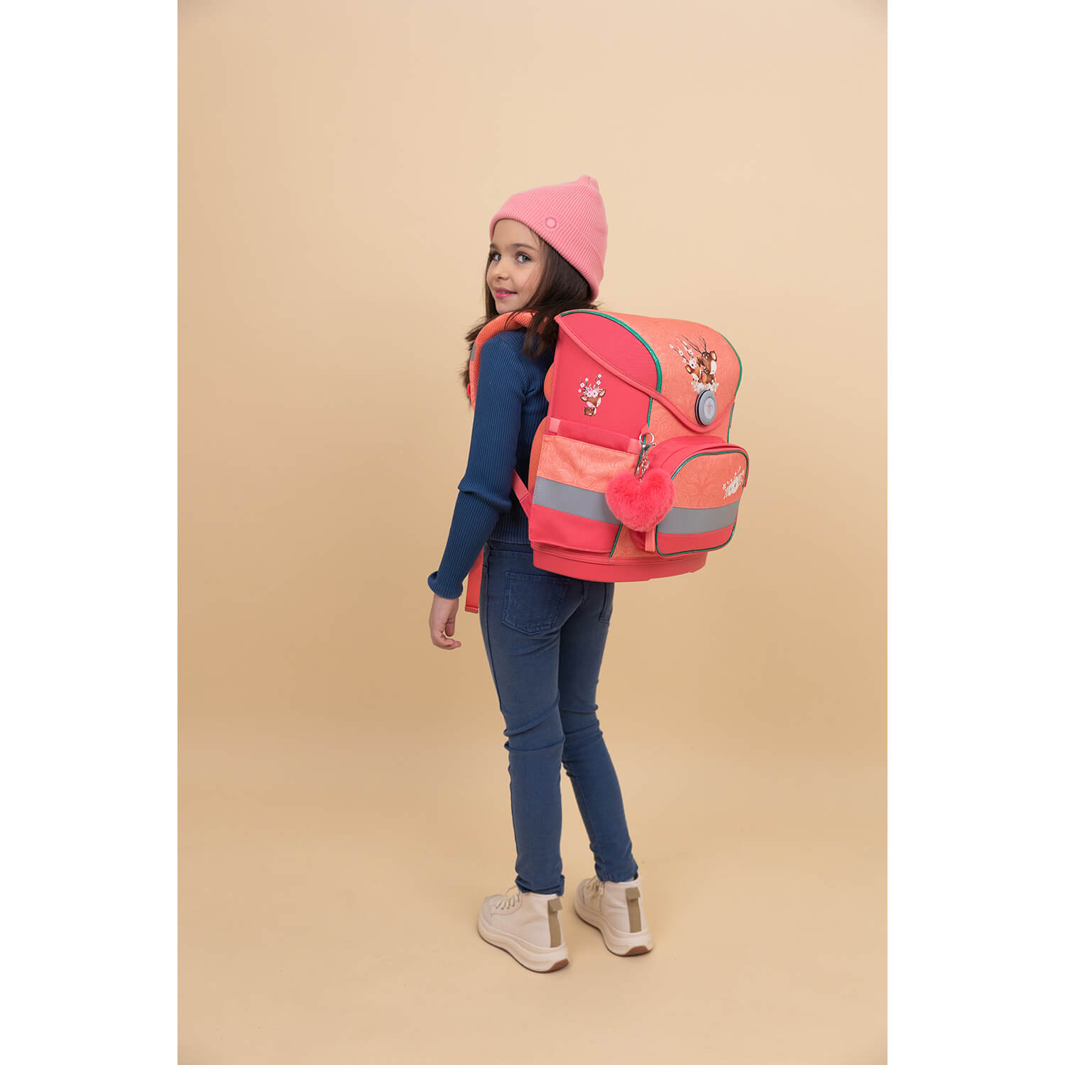 Rucksack Compact ergonomisches Schulranzen-Set 4-teilig "Cute Doe"