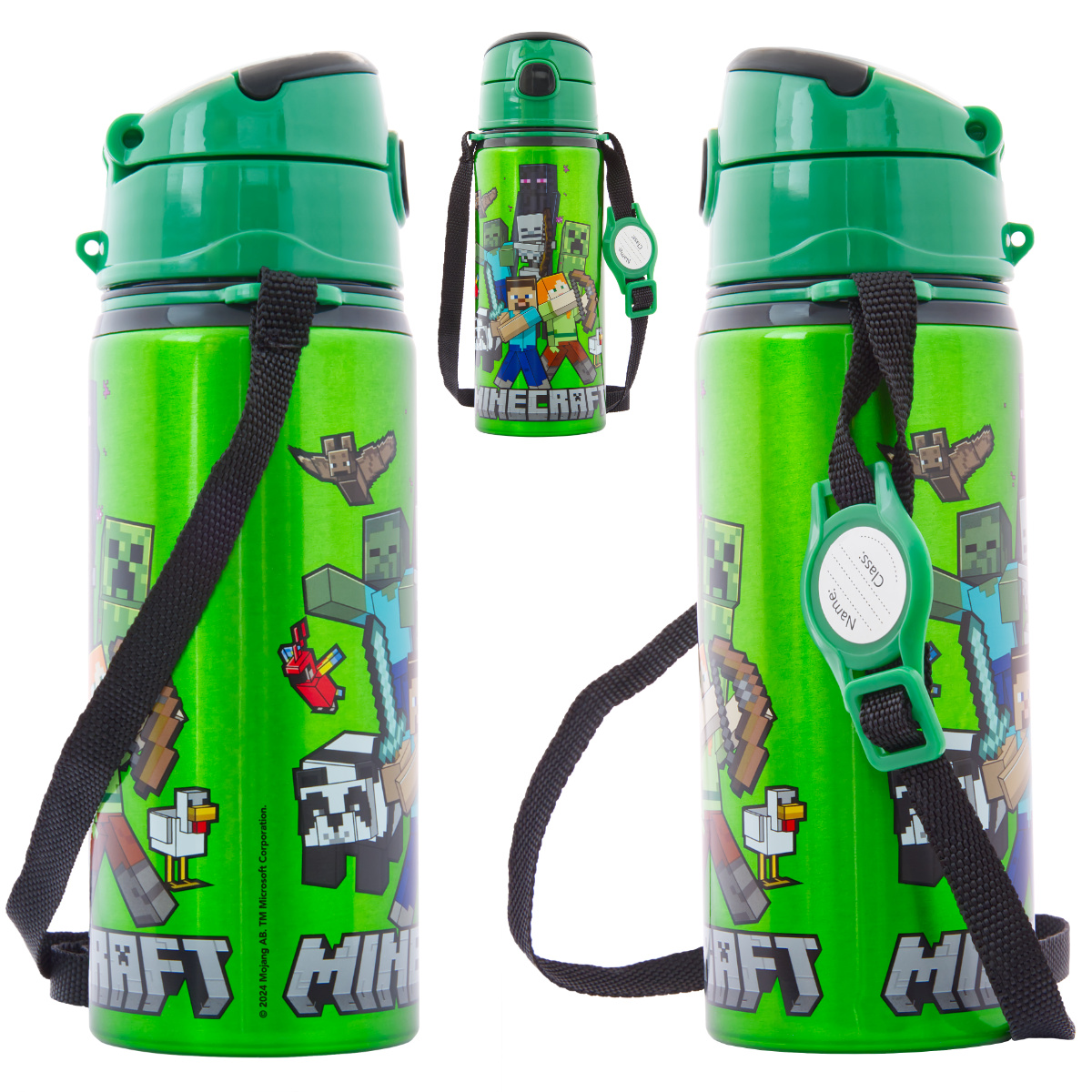 Trinkflasche Minecraft mit Tragegurt Aluminium 600ml