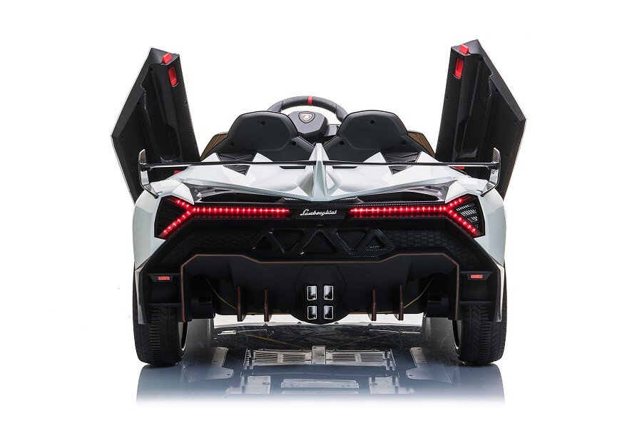 ES-Toys Kinderfahrzeug – Elektro Auto „Lamborghini Veneno 615B“ – lizenziert – 12V7AH, 4 Motoren- 2,4Ghz Fernsteuerung, MP3, Ledersitz+EVA – Schwarz