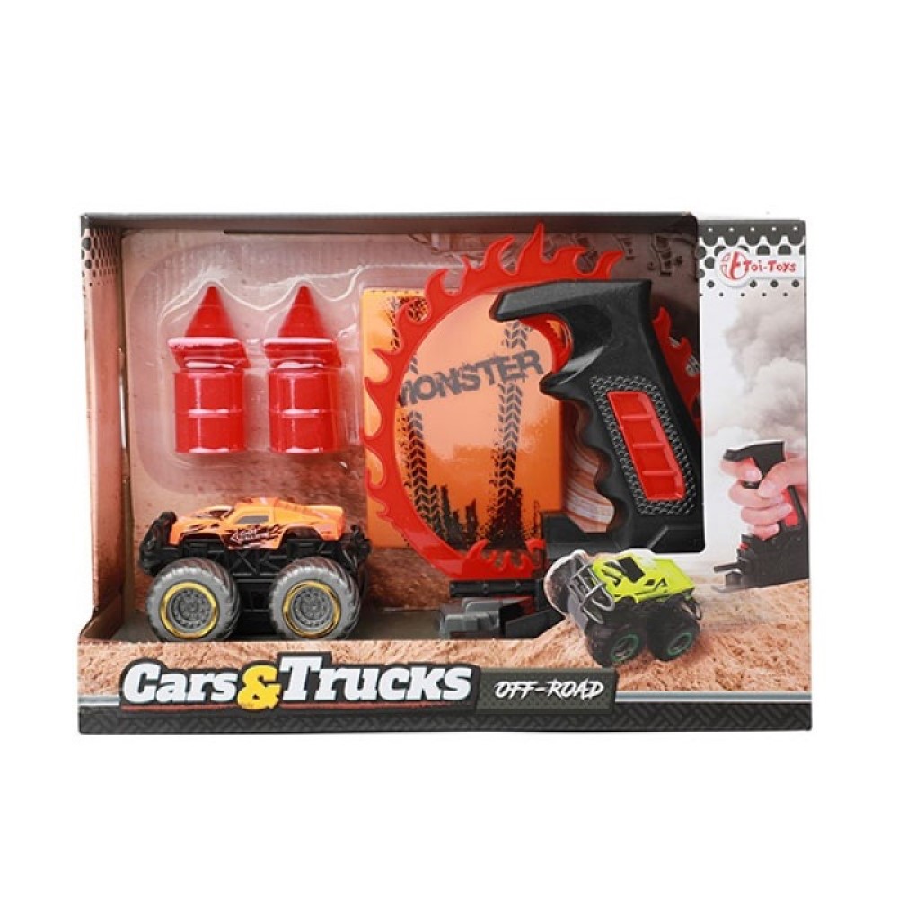 CAR-TRUCK Set aus Rampe, Monster-Truck und Shooter