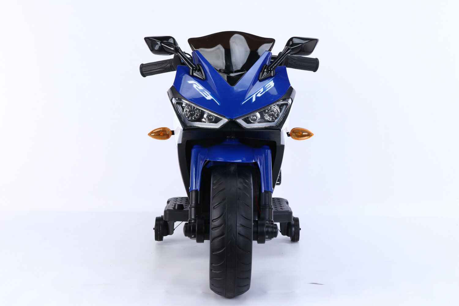 ES-Toys Elektro Kindermotorrad 888 – 12V 4,5A Akku – mit Stützräder, Musik und Lichter -Blau